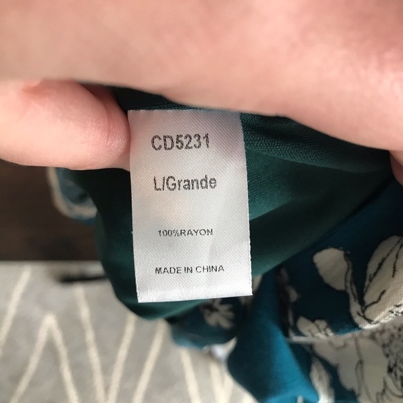 Crescent “Camila” Teal Floral Babydoll Swing Tunic Dress - Picture 7 of 8